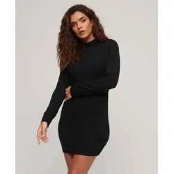 Superdry für Damen. W8011223A Langärmeliges Strickkleid aus schwarzer Wolle (M), Lässig, Baumwolle, Langarm