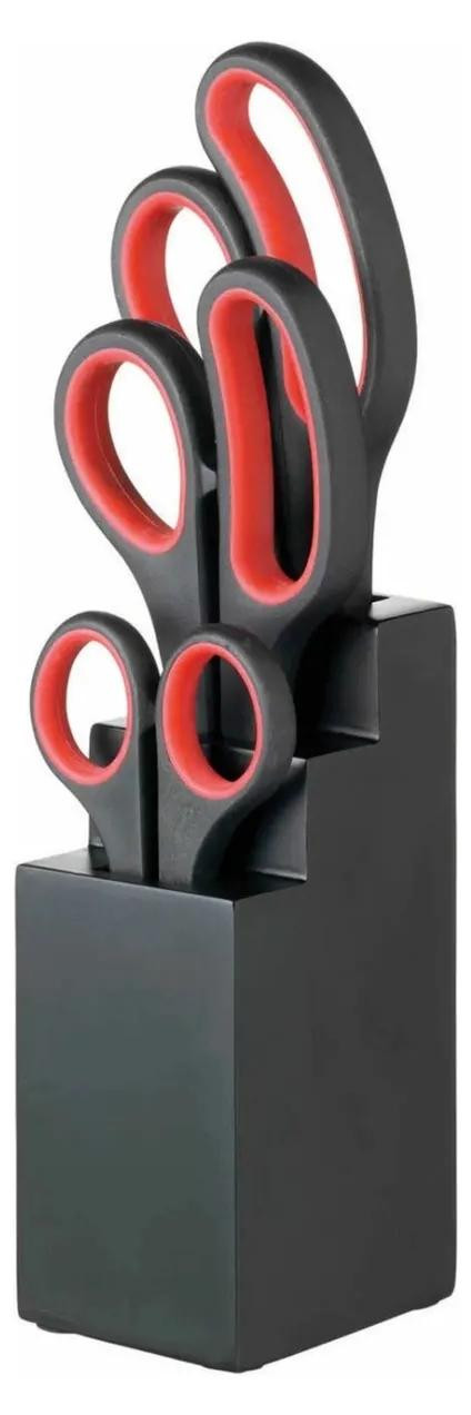 KitchenCraft Keukenschaar set van 3 stuks met opbergdoos, zwart