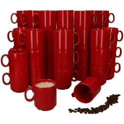 48er Set EVENT stapelbare Kaffeebecher ROT Porzellan 250 ml