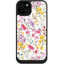 Nivocase Hülle für Apple iPhone 15 Plus Handyhülle NIVOcore Case Schwarz Blumen Frühling Muster (Apple iPhone 15 Plus), Smartphone Hülle, Schwarz