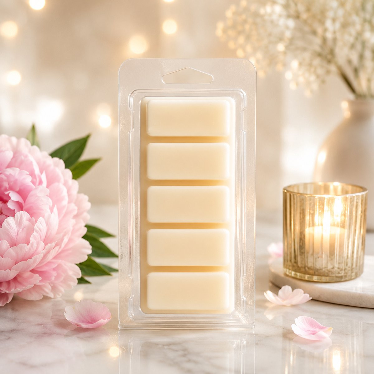 Snapbar Waxmelts Pioenroos - 55 gram - Sojawas - Huisparfum