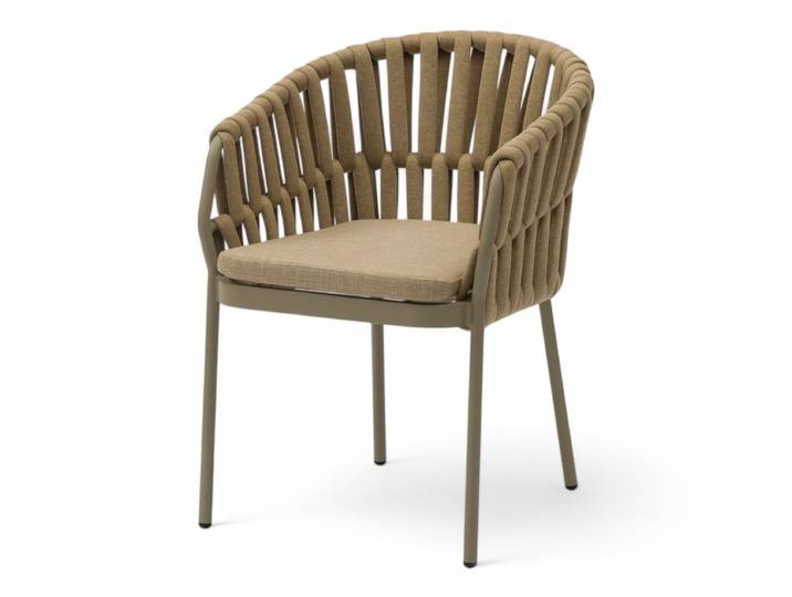 Fauteuil de terrasse BANDOL - Cordage et Coussin - Beige sable