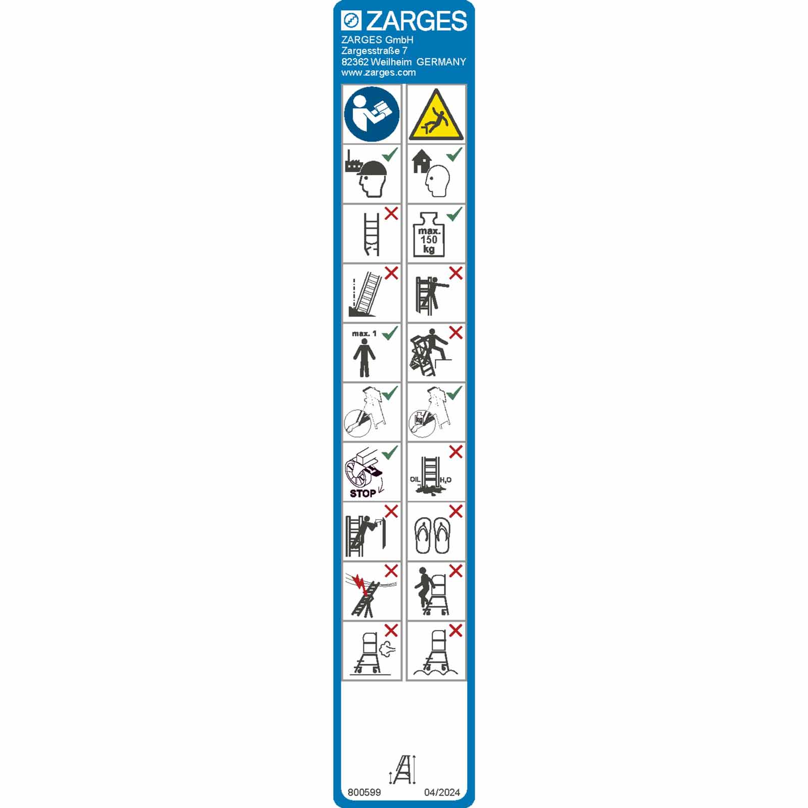 Zarges Hinweisschilder für ZAP Safemaster Plus S
