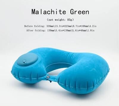 Shop Station Portable Inflatable Travel Pillow Foldable U Shaped Neck Pillow For Camping, Flights & Road Trips lake Blue