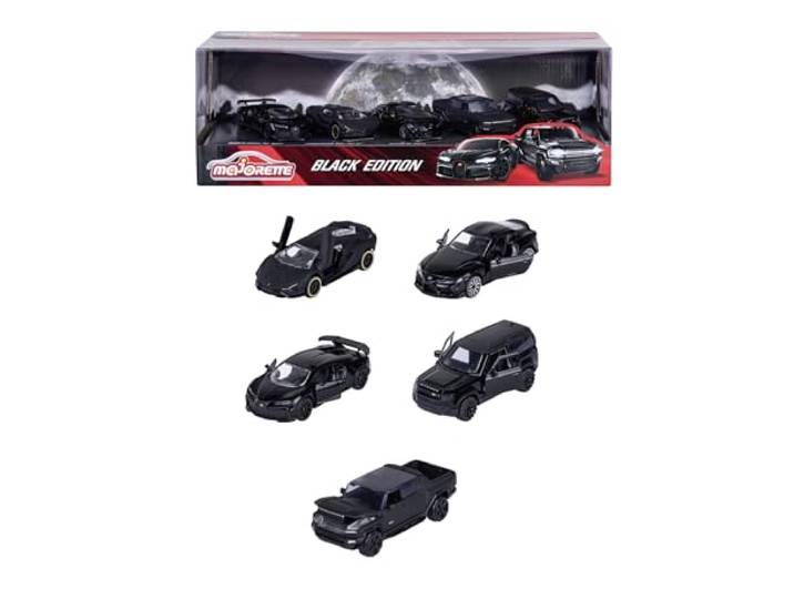 Majorette - Black Edition 5 stuks Giftpack – set met 5 metalen voertuigen – originele reproducties – speelfuncties – 212053191