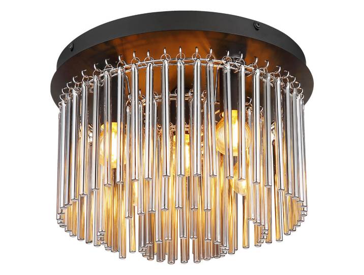 Collett's Monde Deckenleuchte, Schwarz, Chromfarben, Metall, Glas, 23 cm, Lampen & Leuchten, Innenbeleuchtung, Deckenleuchten, Deckenleuchten