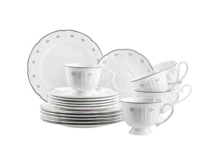 MÄSER Geschirr-Set Lova Weiss / Blau Porzellan 18 Stk