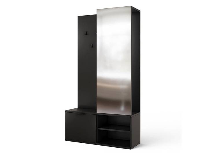 Petits-meubles Vitrine Ondine Schwarz, Holzwerkstoff, 100x180x35 cm, Esszimmer, Vitrinen, Vitrinenschränke