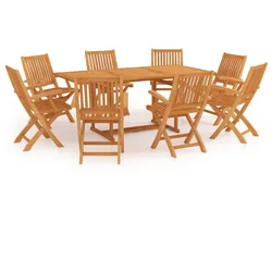 Helloshop26 - 9-teilige Garten-Essgruppe Gartenmöbel Massivholz Teak 02_0014085