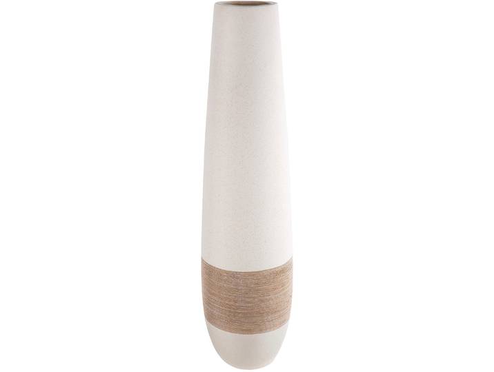 Bodenvase GILDE Vase Olbia creme H. 66 cm , beige (creme), B:17cm H:66cm T:17cm Ø:17cm, Keramik, Vasen, Bodenvase