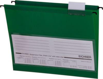 EICHNER Hängemappen,für Formate bis DIN A4, Öffnung seitlich, PVC, grün, 10 Stück