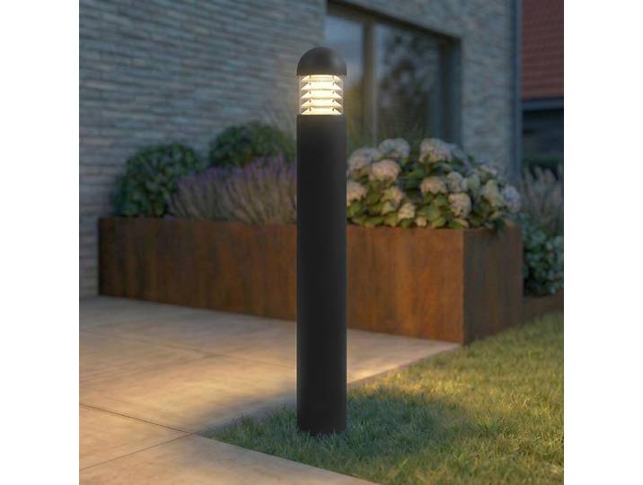 Bornes lumineuses LED Skagena, hauteur 90 cm, IP54, aluminium, anthracite - Lucande - Terrasse - Moderne - Rond