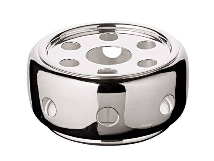 EDZARD Stövchen Sheffield (Ø 14 cm), schwerversilbert Kannenwärmer mit Teelicht, Teewärmer, Kaffeewärmer, Warmhalteplatte für Teekanne, Kaffeekanne, Sauciere, silberfarben