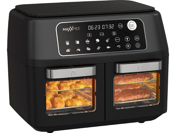 MAXXMEE hetelucht friteuse met dubbele kamer 11l - zwart\, 2400 W