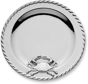 "Certified International Silver Plated Crab Round Platter 13in Diam - 13.00""L x 13.00""W x 1.25""H"