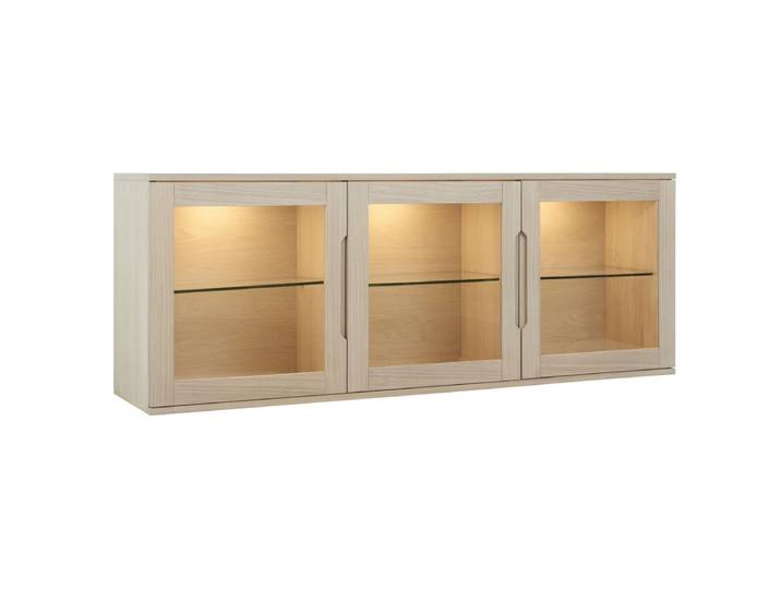 Wandschrank Kerteminde 160 cm - Echtholzfurnier Eiche bianco mit LED-Beleuchtung