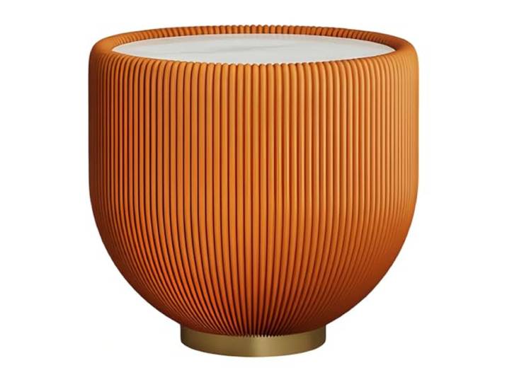 Runder Nachttisch aus gesintertem Stein mit vertikalen Streifen Zur Aufbewahrung im Schlafzimmer (orange)