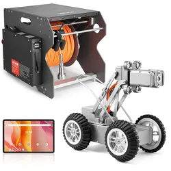 VEVOR Inspektionsroboter, 120 m lange Rohrleitungserkennungs-Kriechroboter mit 2 MP Front-/Rückkamera & Touchscreen-Tablet, IP68-Rohrkamera mit Beleuchtung & Entfernungszähler für Industrierohre