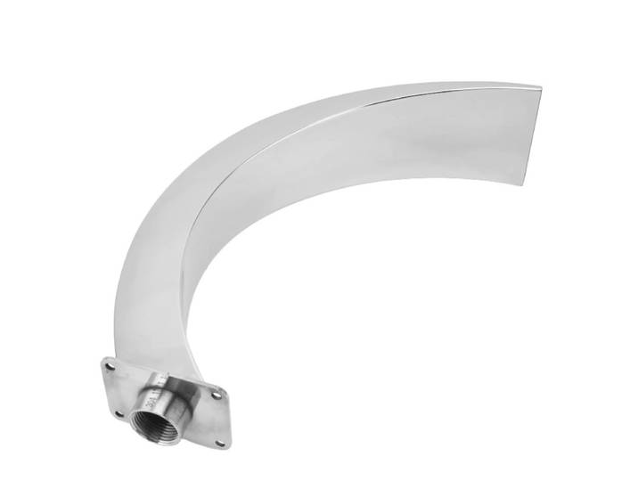 Fontaine cascade de piscine G1, filetage interne 304 en acier inoxydable, conception arrondie et incurvée, fontaine de piscine extérieure pour aire de jeux