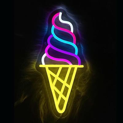 Neon-Eiscreme-Leuchtreklame zur Wanddekoration, dimmbar, USB-betrieben, LED-Leuchtreklame für den Innenbereich, Wohnzimmer, Restaurant, Eisdiele, Geburtstagsfeier, Schlafzimmer, Bar, Getränkeladen,