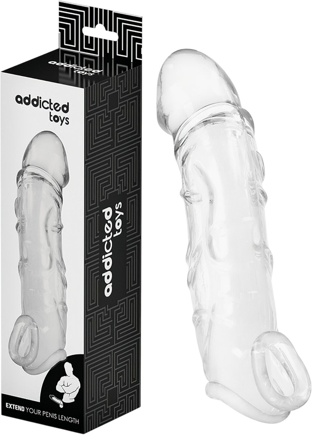 Addicted Toys - penis sleeve with glans ring - 22 cm (transparent)