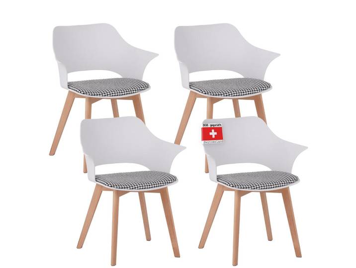 Albatros Esszimmerstuhl Aalborg 4er-Set, Weiß, Kunststoff, 64x76x57 cm, Esszimmer, Stühle