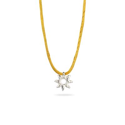 Choker ELLI "Halskette Anhänger Sonne Satin Gelb 925 Sterling Silber" Gr. 36, silber, Halsketten, Damen, Silber 925 (Sterlingsilber)