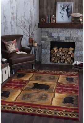 Alise Rugs Natural Lodge Novelty Graphic Indoor Area Rug
