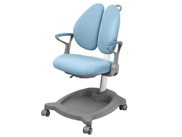 Spacetronik Schreibtischstuhl Kinder Ergonomisch, Kinderschreibtischstuhl Geteilte Rückenlehne, Anpassbare Sitztiefe, Waschbarer Bezug, Klappbare Armlehnen, Sitzbremsrollen, Körpergröße 110-180 cm