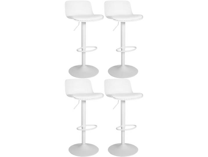 CLP Barhocker 4er Set Lederlook weiß, Weiß, Metall, 43.5x75x46 cm, Esszimmer, Barmöbel, Barhocker
