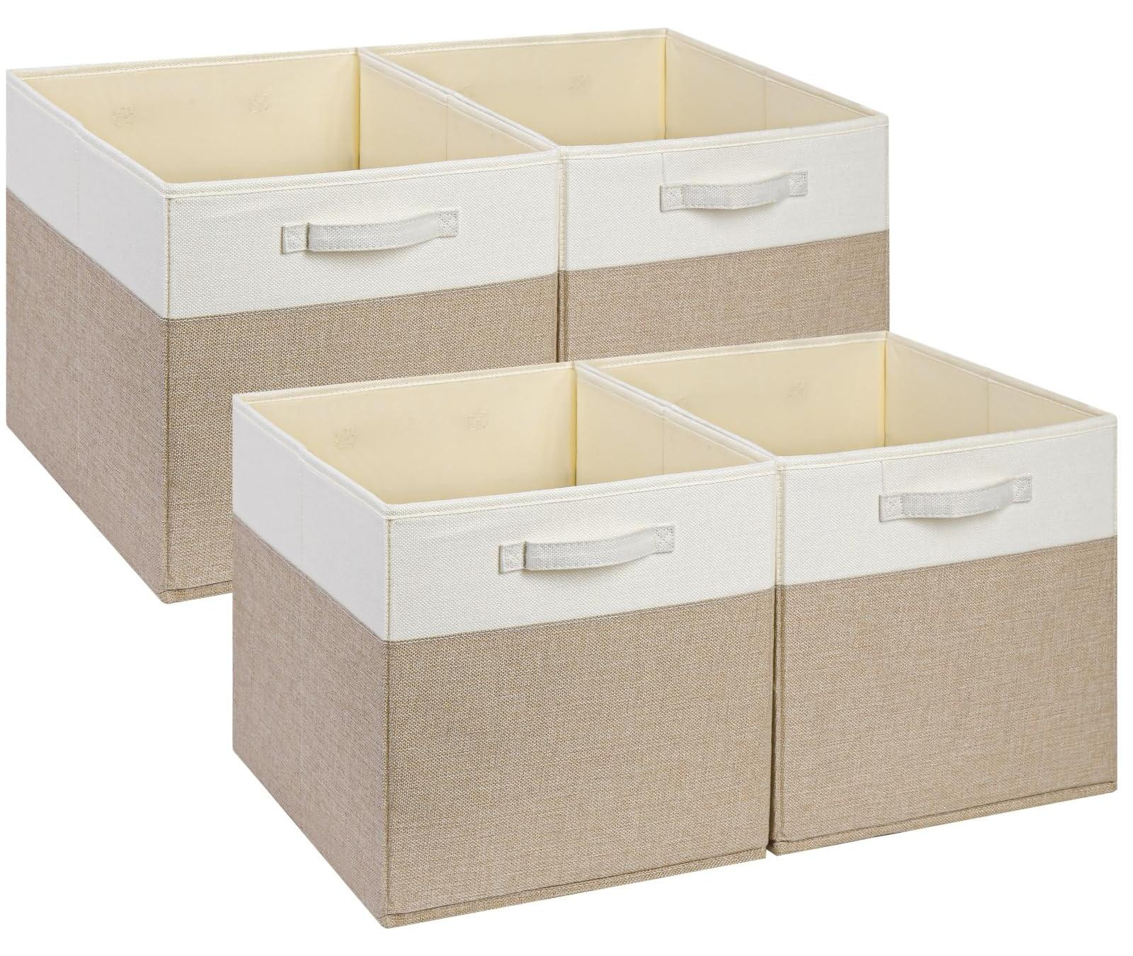 Dripio Opbergkubus van stof met handvatten, beige, set van 4, B/D/H: 33 x 33 x 33 cm