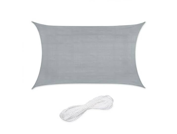Relaxdays Voile d'ombrage rectangulaire\, 2 x 3 m\, Toile ombrage\, Tissu PE-HD\, avec tendeurs\, Gris Clair