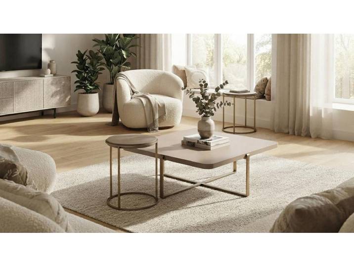 Xlmoebel Satztisch Couchtisch Set Couchtisch 2х Beistelltisch Moderner Stil Beige Kompakt (Couchtisch, 2x Beistelltisch)