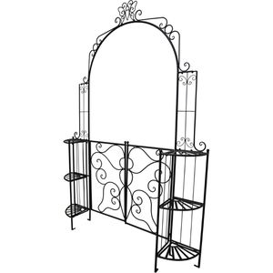 Garden-Pleasure Rosenbogen LAKI, schwarz, mit Tür, aus Metall, freistehend, 156 x 230 x 28 cm