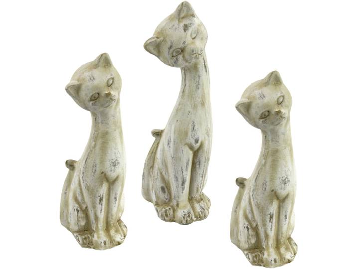 Tierfigur I.GE.A. Antik-Keramikkatze , beige (natur), Keramik, Dekofiguren, Tierfigur, (3er Set)