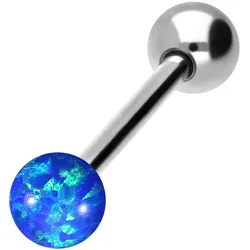Chirurgenstahl Barbell SYNTHETISCHER OPAL + CHIRURGENSTAHL-KUGEL