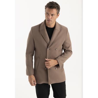 Cabanjacke FELIX HARDY "Langer Mantel mit Knopfverschluss", Herren, Gr. L, braun (mink), 100% Polyester, Jacken
