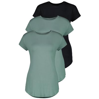 T-Shirt ALIFE & KICKIN "Damen AriAK Kurzarmshirt, T-Shirt", Damen, Gr. XXL, schwarz (alpine frost, schwarz), 95% Viskose, 5% Elasthan, Shirts T-Shirt