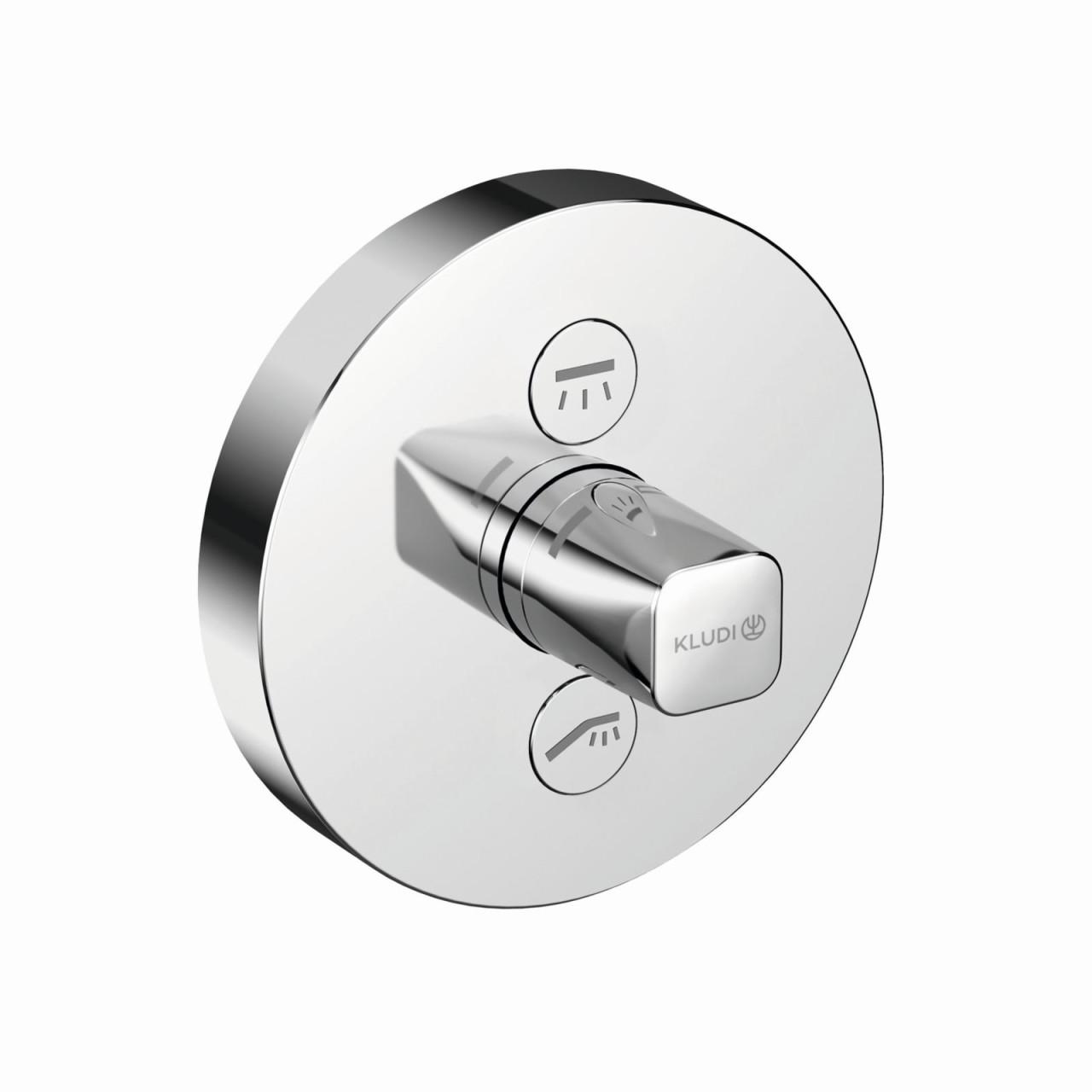 KLUDI PUSH Unterputz-Armatur mit Rotationskartusche mit Drucktaste für 2 Verbraucher, rund chrom 387120538
