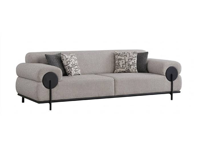 JVmoebel Wohnlandschaft Modernes Polstersofa Textilstoff Schwarz Designelemente Wohnzimmer, 2 Teile, Made in Europa
