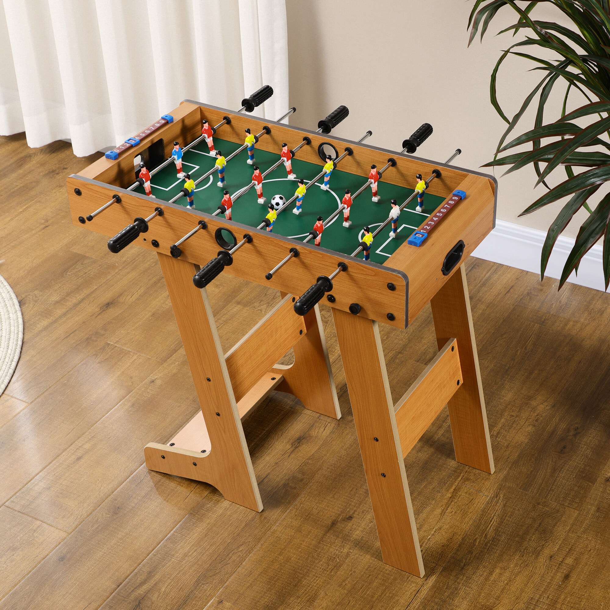Altro Calcio Balilla Pieghevole In Legno Con 6 Aste, 18 Giocatori E Segnapunti, 69x37x70cm