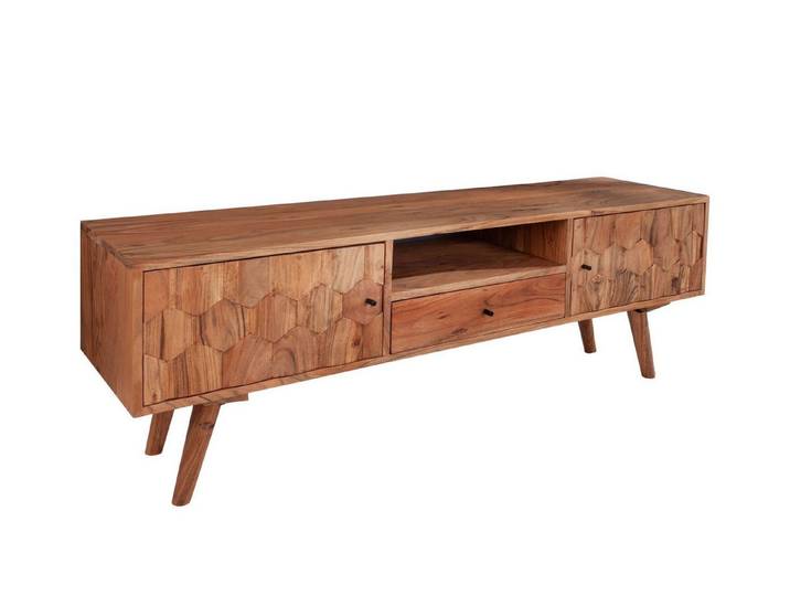 Licht-Erlebnisse TV-Board JAKARTA, 140 cm breit 3D-Fronten Massivholz Akazie Wohnzimmer
