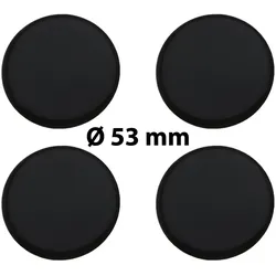 4 x Ø 53 mm Polymere Aufkleber / Schwarz / Nabenkappen, Felgendeckel