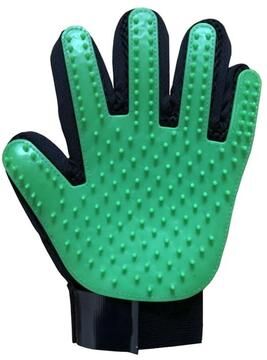 Uplift Essentials High Performance Grooming Glove Medical Grade Silicone Deshedding & Massage Mitt For Dogs & Cats green Left