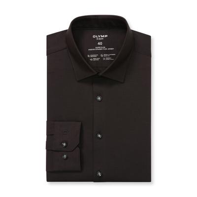 Businesshemd OLYMP "No. Six 24/Seven super slim", Herren, Gr. 41, N-Gr, schwarz, Web, Obermaterial: 92% Baumwolle, 8% Elasthan, sehr schmal, Hemden, in bequemer Jersey-Qualität