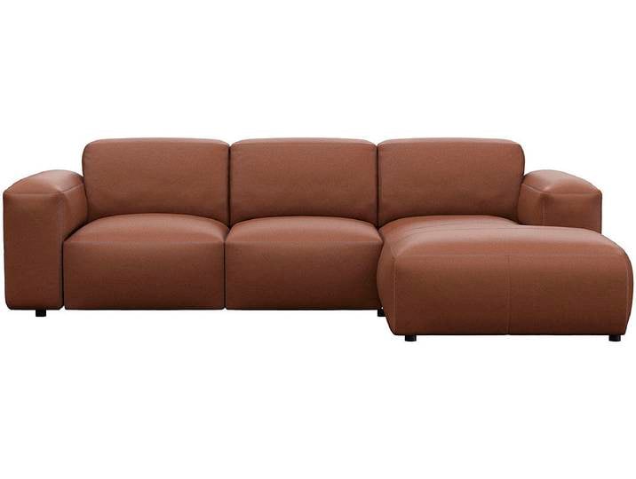 Ecksofa, 251x171 cm, Echtleder, Braun, Chaiselongue rechts, Modern, FLEXLUX
