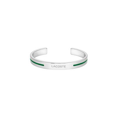 Armreif LACOSTE "ADVENTURER", silber (edelstahlfarben, grün), Armbänder, Damen, Edelstahl, Armreif