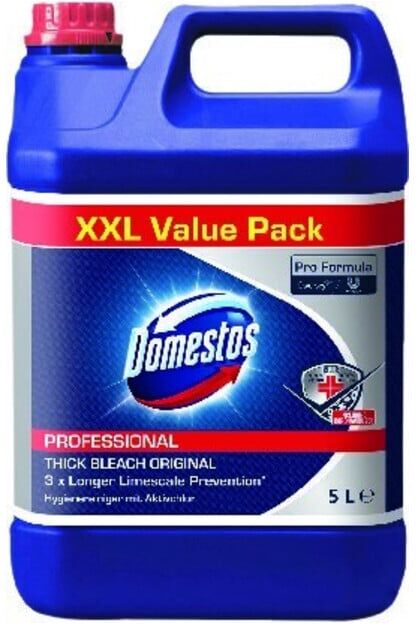 Domestos Nettoyant Hygiénique 5L Classic avec Chlore Actif Gel épais Javel ; Diversey (101106595)