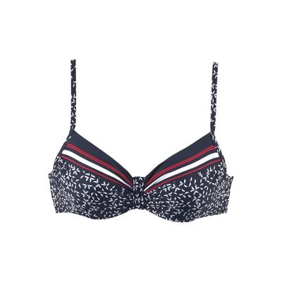 Bügel-Bikini-Top LASCANA "Minimal", Damen, Gr. 42, Cup G, blau (marine, bedruckt), Polyamid, Bikini-Oberteile, mit verstellbaren Trägern