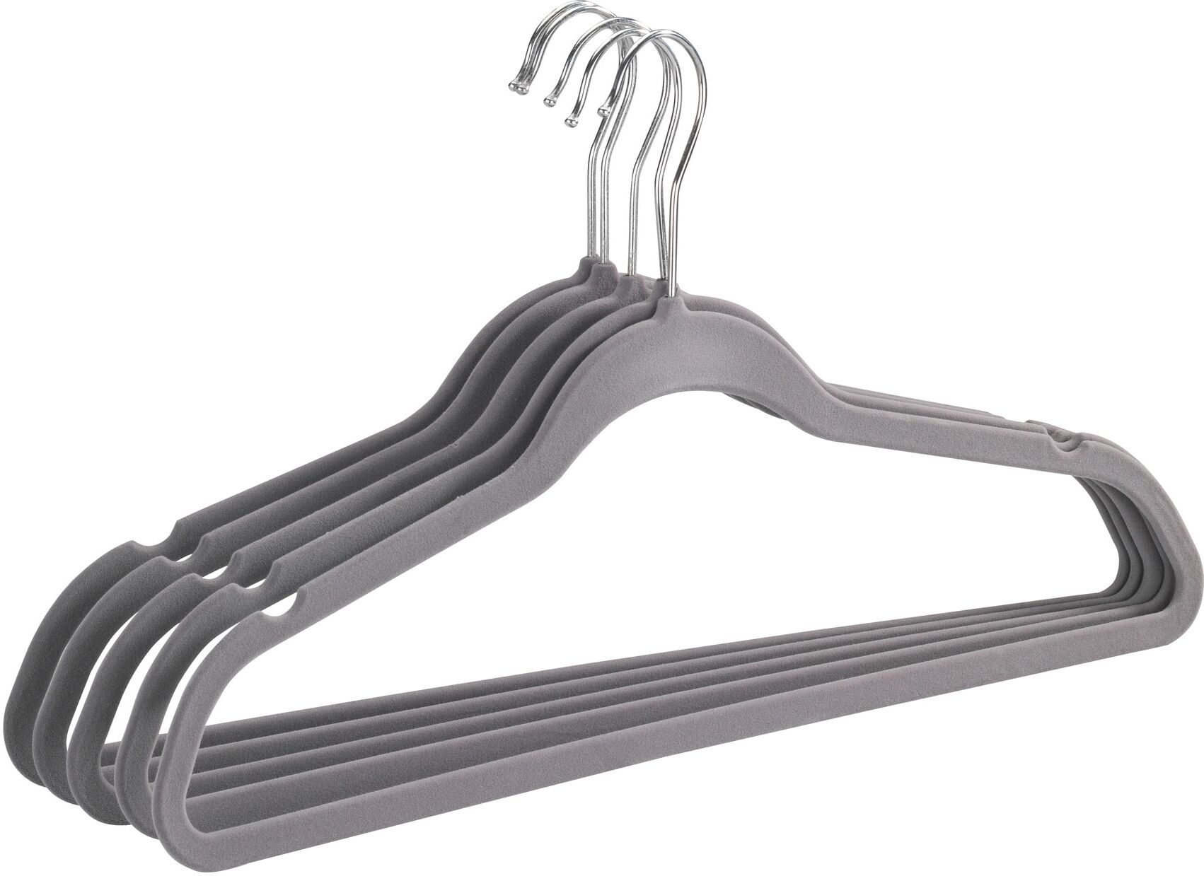 Kleiderbügel WENKO, grau, B:45cm H:23,5cm T:0,4cm, Kunststoff, Kleiderbügel, Kleiderbügel, Kunststoff, beflockt, 45 cm grau Einheitsgröße